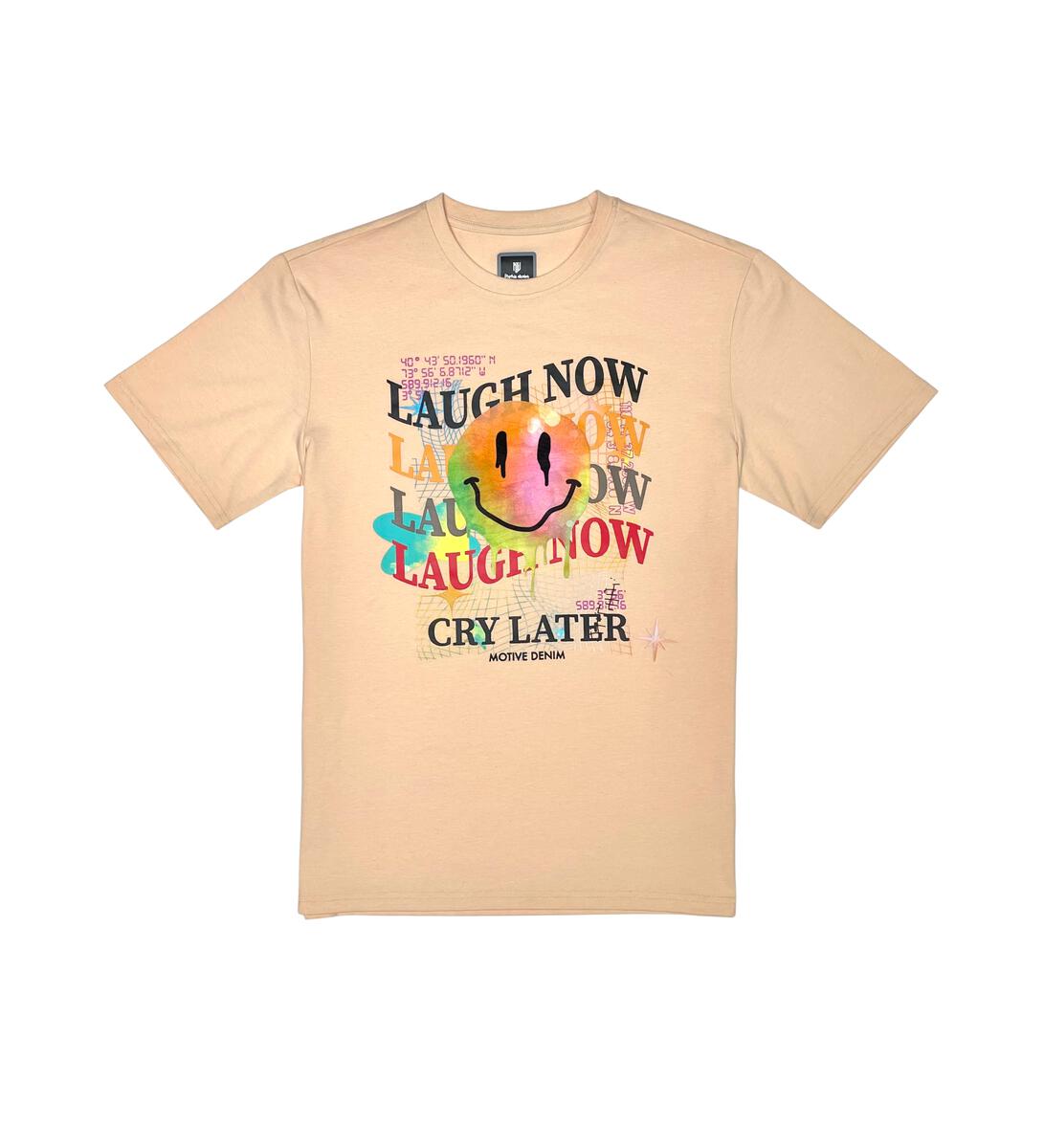 Motive Denim T-Shirt - Laugh Now Cry Later - Sand - MT175
