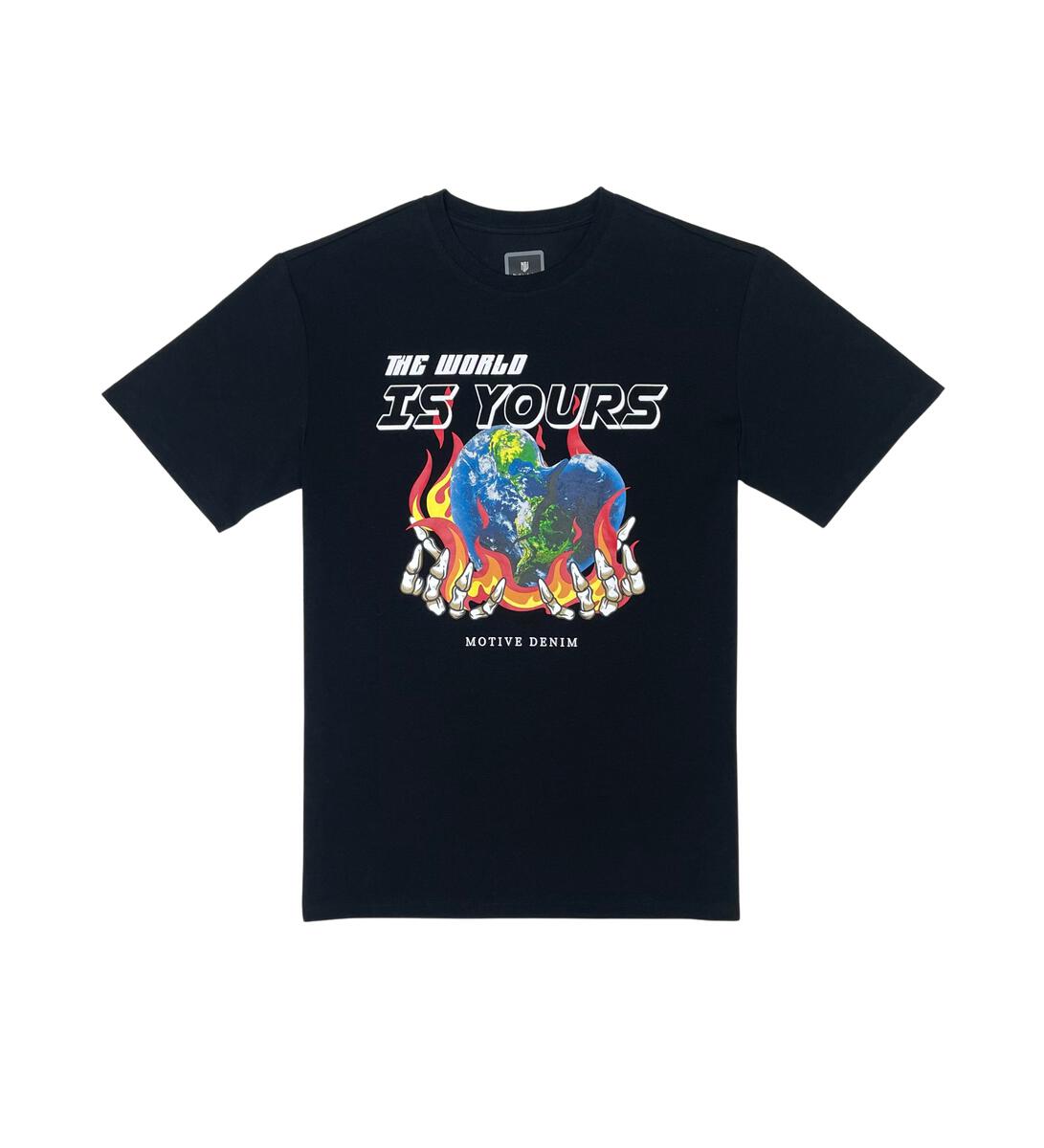 Motive Denim T-Shirt - World is Yours - Black - MT179