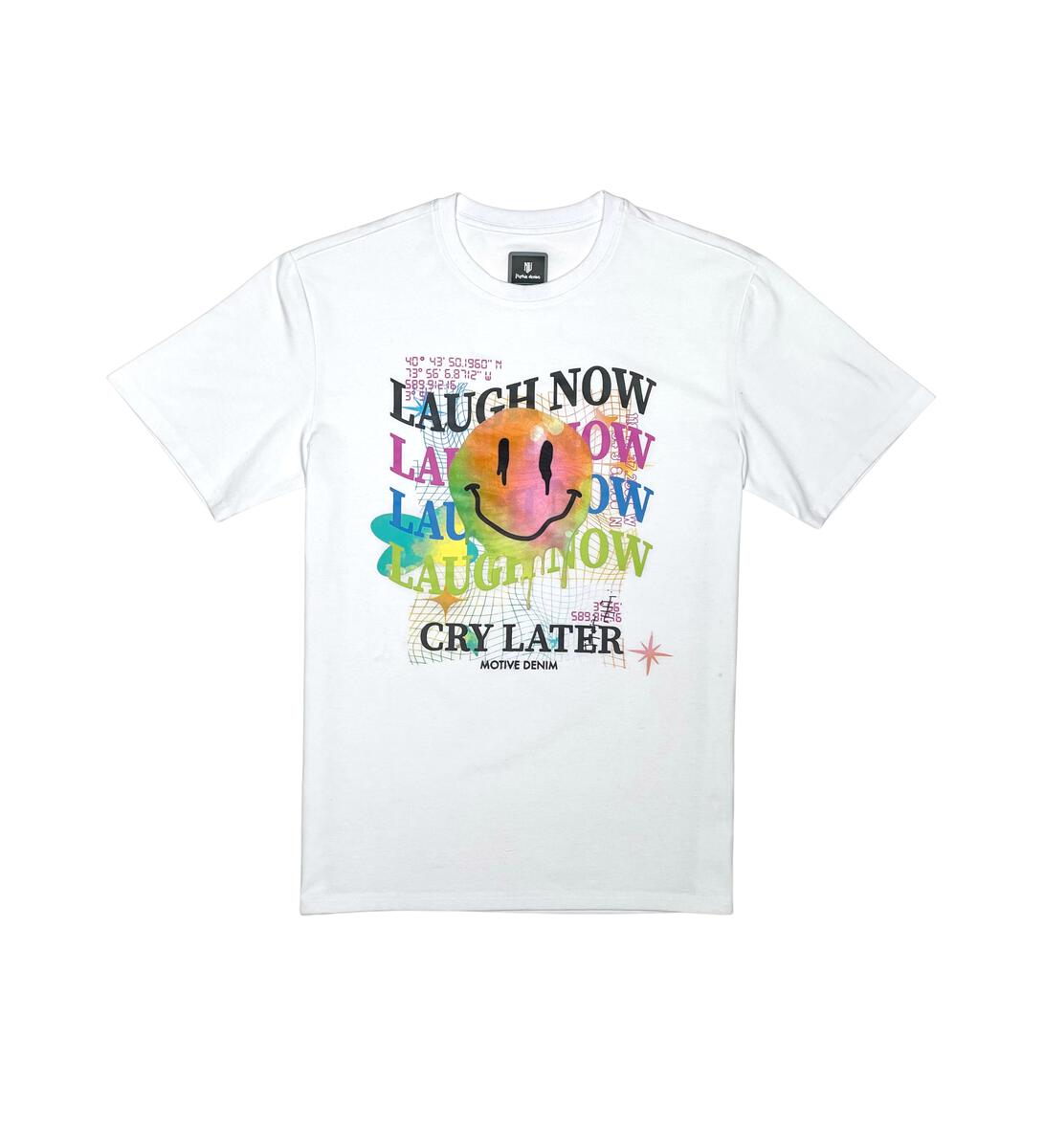 Motive Denim T-Shirt - Laugh Now Cry Later - White - MT175