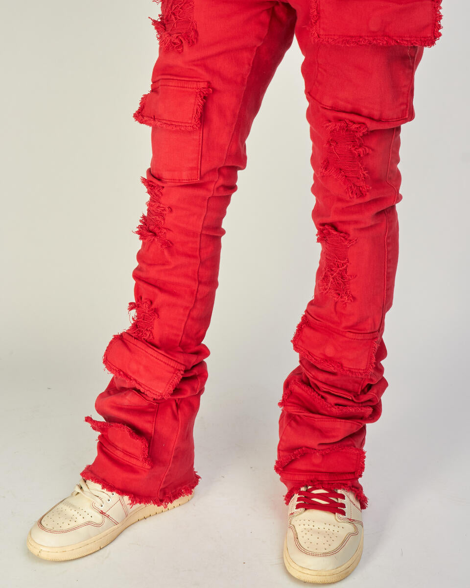 Politics Jeans - Super Stacked Cargo - Red - Marcel515