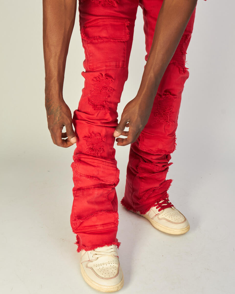 Politics Jeans - Super Stacked Cargo - Red - Marcel515