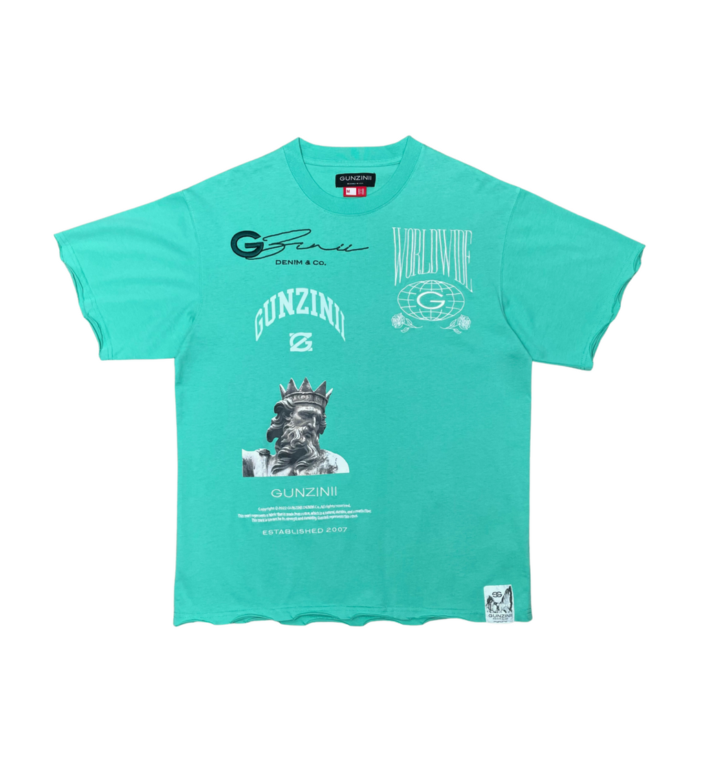 Gunzini T-Shirt - World Wide - Aqua Mint - GZ333