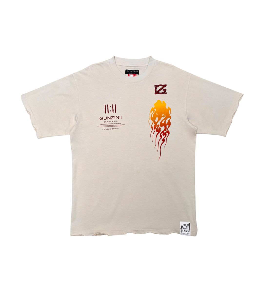 Gunzini T-Shirt - Flames - Light Khaki  - GZ317