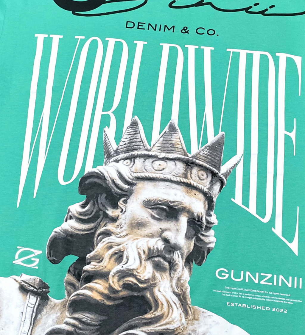 Gunzini T-Shirt - World Wide - Aqua Mint - GZ333