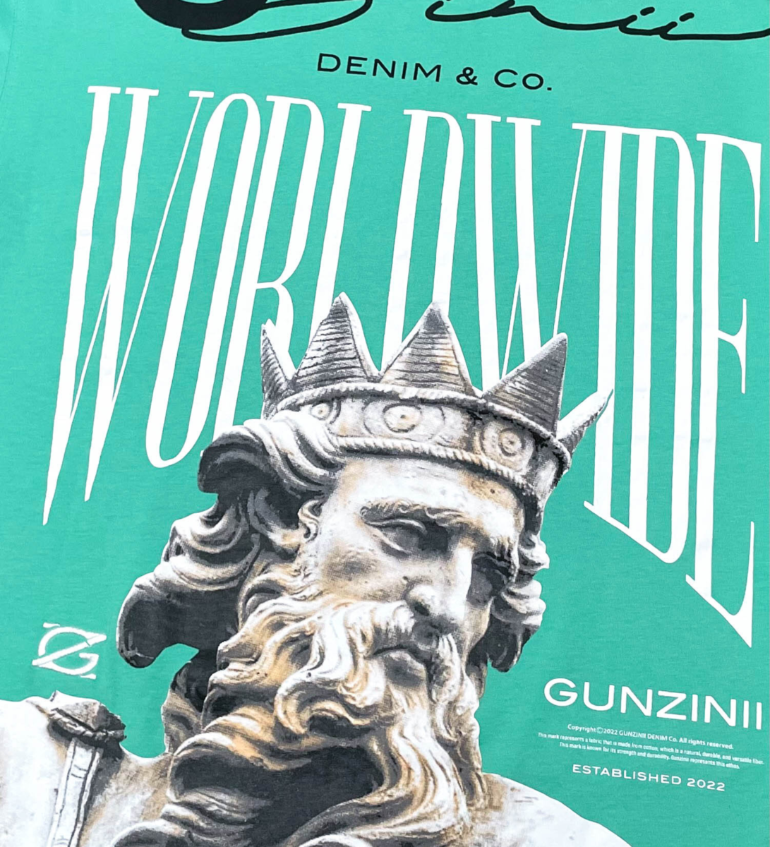 Gunzini T-Shirt - World Wide - Aqua Mint - GZ333