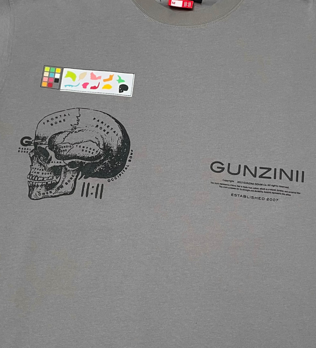 Gunzini T-Shirt - Skull - Grey - GZ312