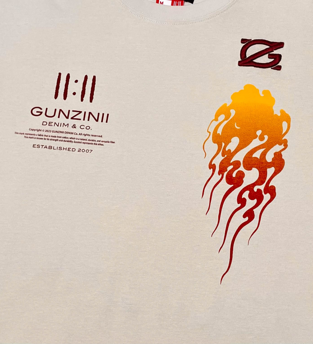 Gunzini T-Shirt - Flames - Light Khaki  - GZ317