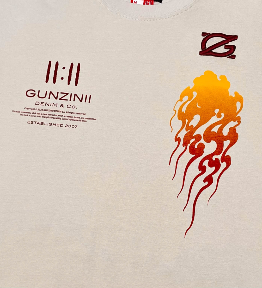 Gunzini T-Shirt - Flames - Light Khaki  - GZ317