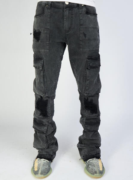 Politics Jeans - Stacked Cargo Flare - Otto - Black Acid  - 503