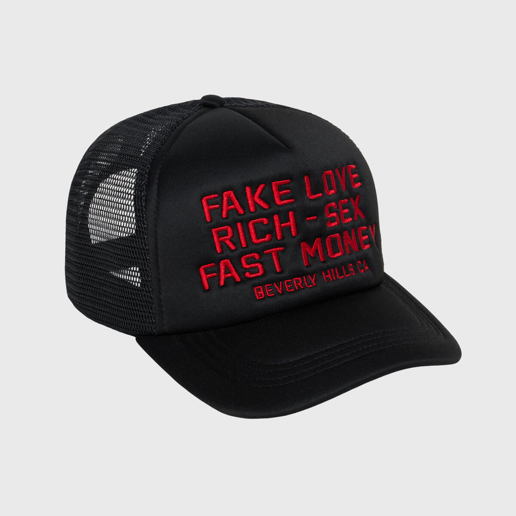 Homme+Femme Hat - Fake love Trucker - Black And Red - SPRING23152