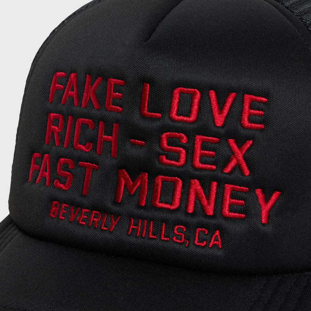 Homme+Femme Hat - Fake love Trucker - Black And Red - SPRING23152