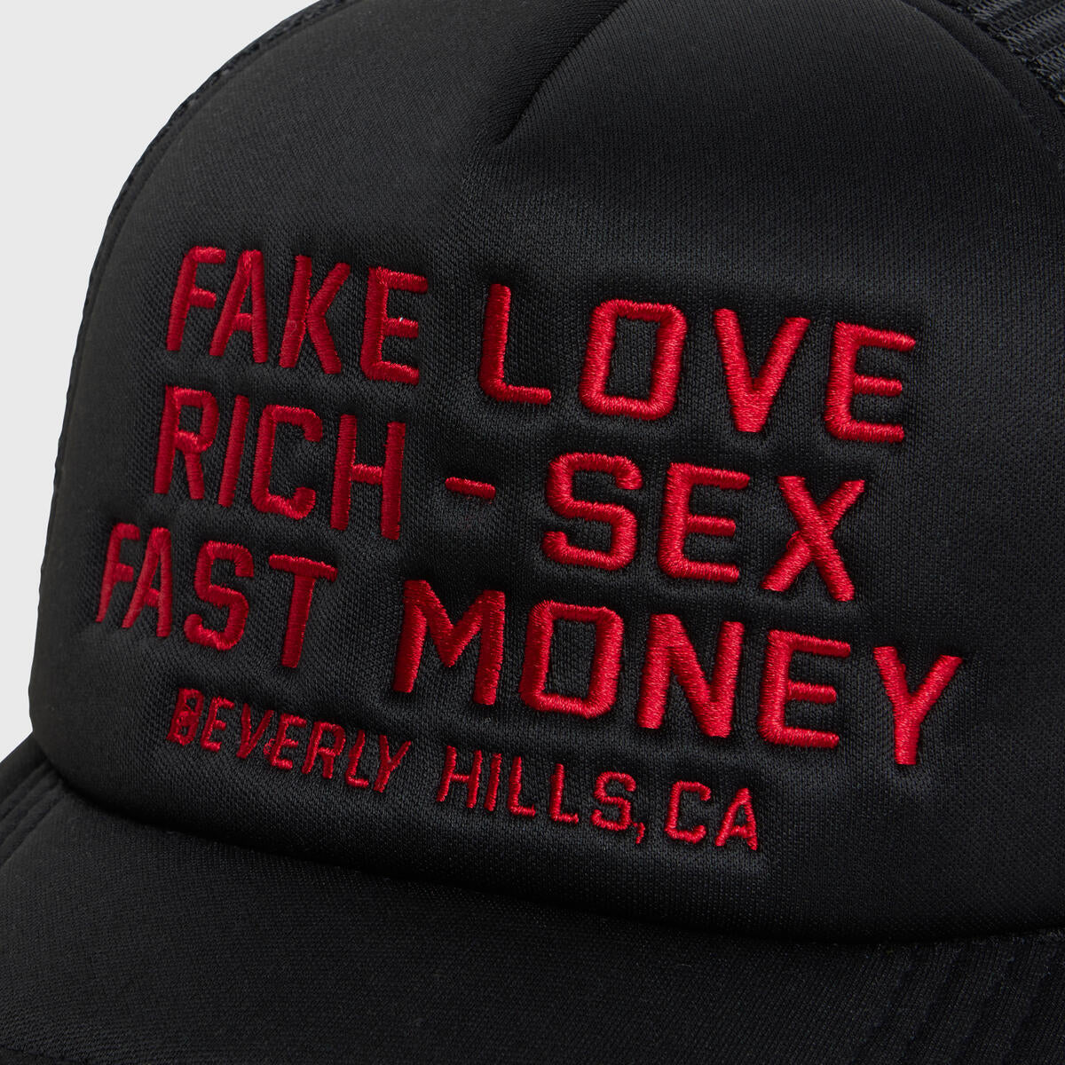 Homme+Femme Hat - Fake love Trucker - Black And Red - SPRING23152