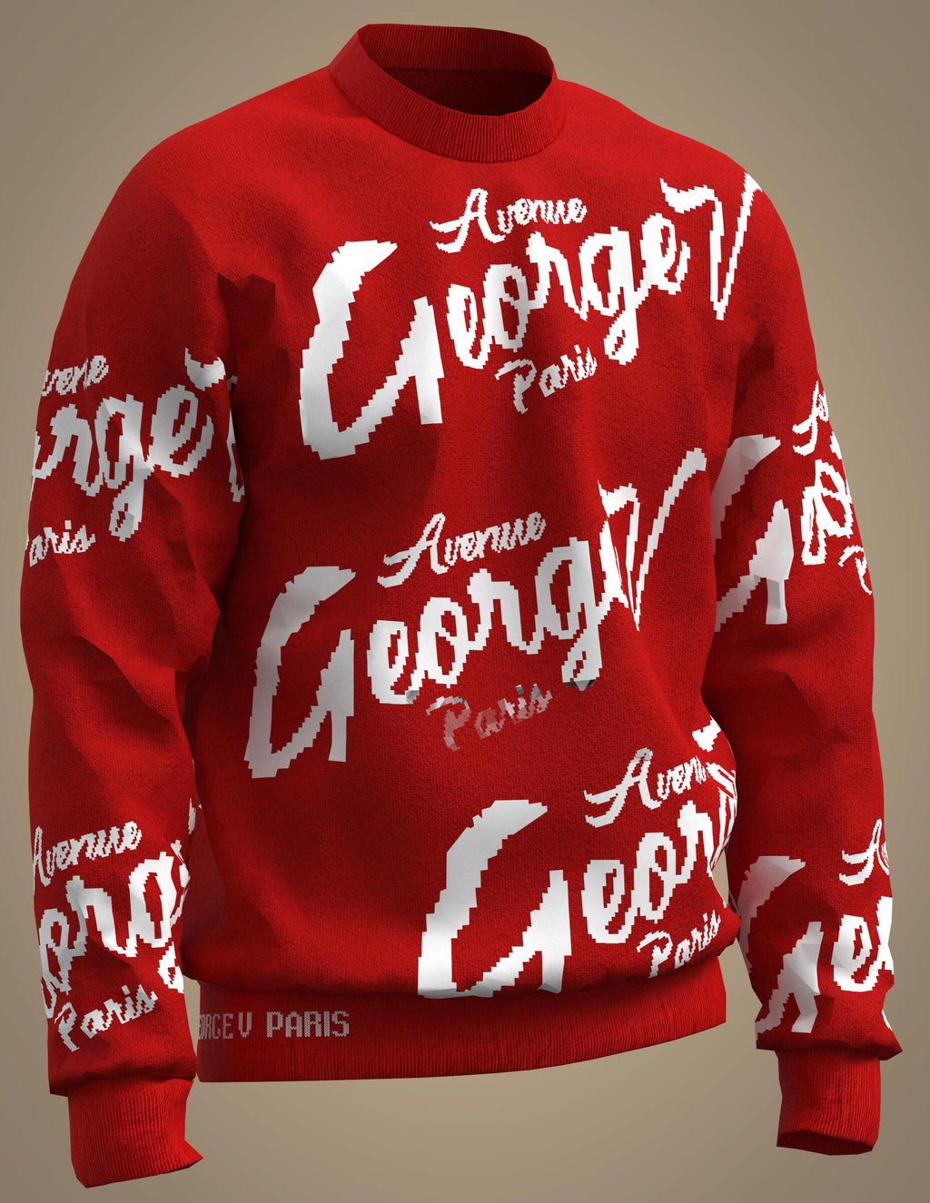 George V Sweater - Avenue Paris Allover - Red - GVT-105