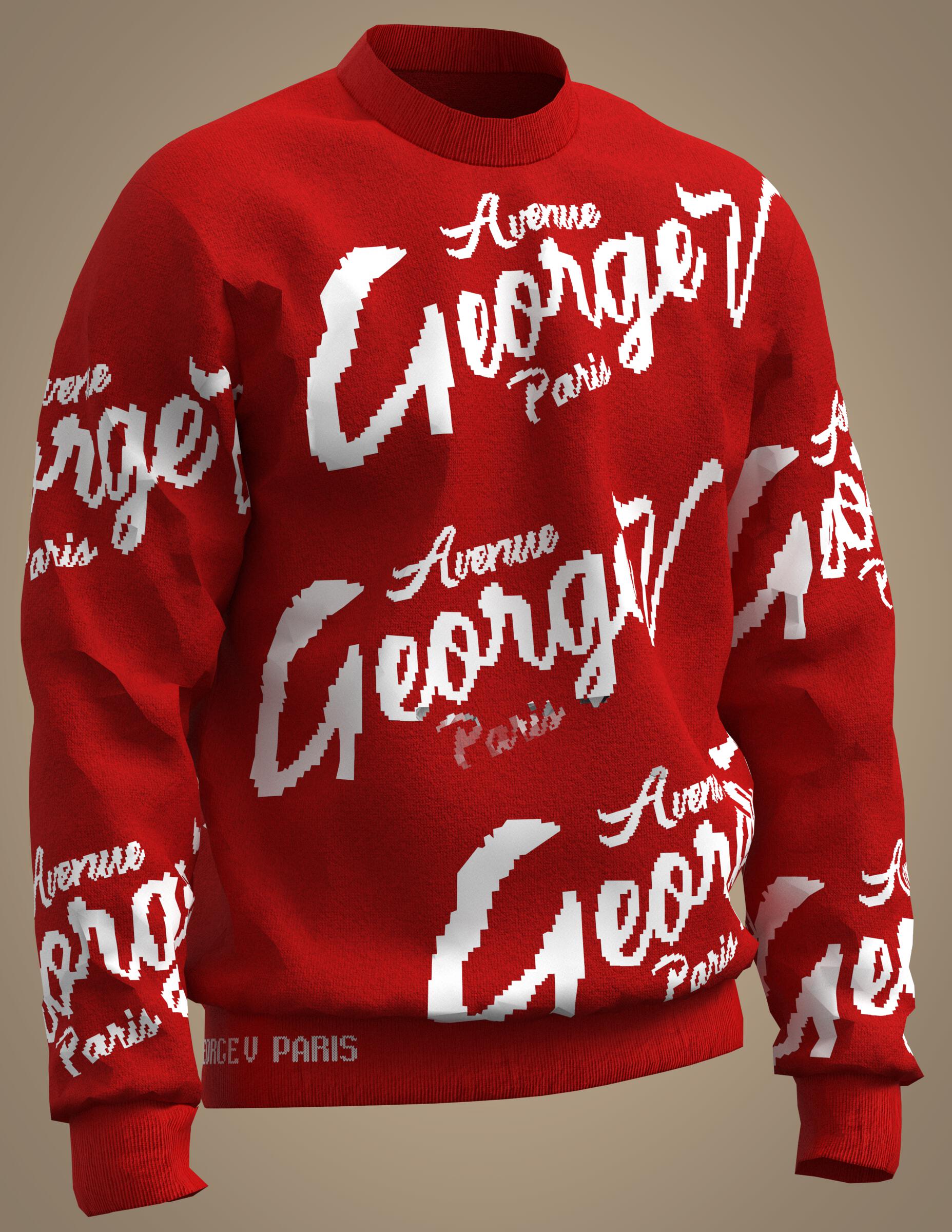 George V Sweater - Avenue Paris Allover - Red - GVT-105