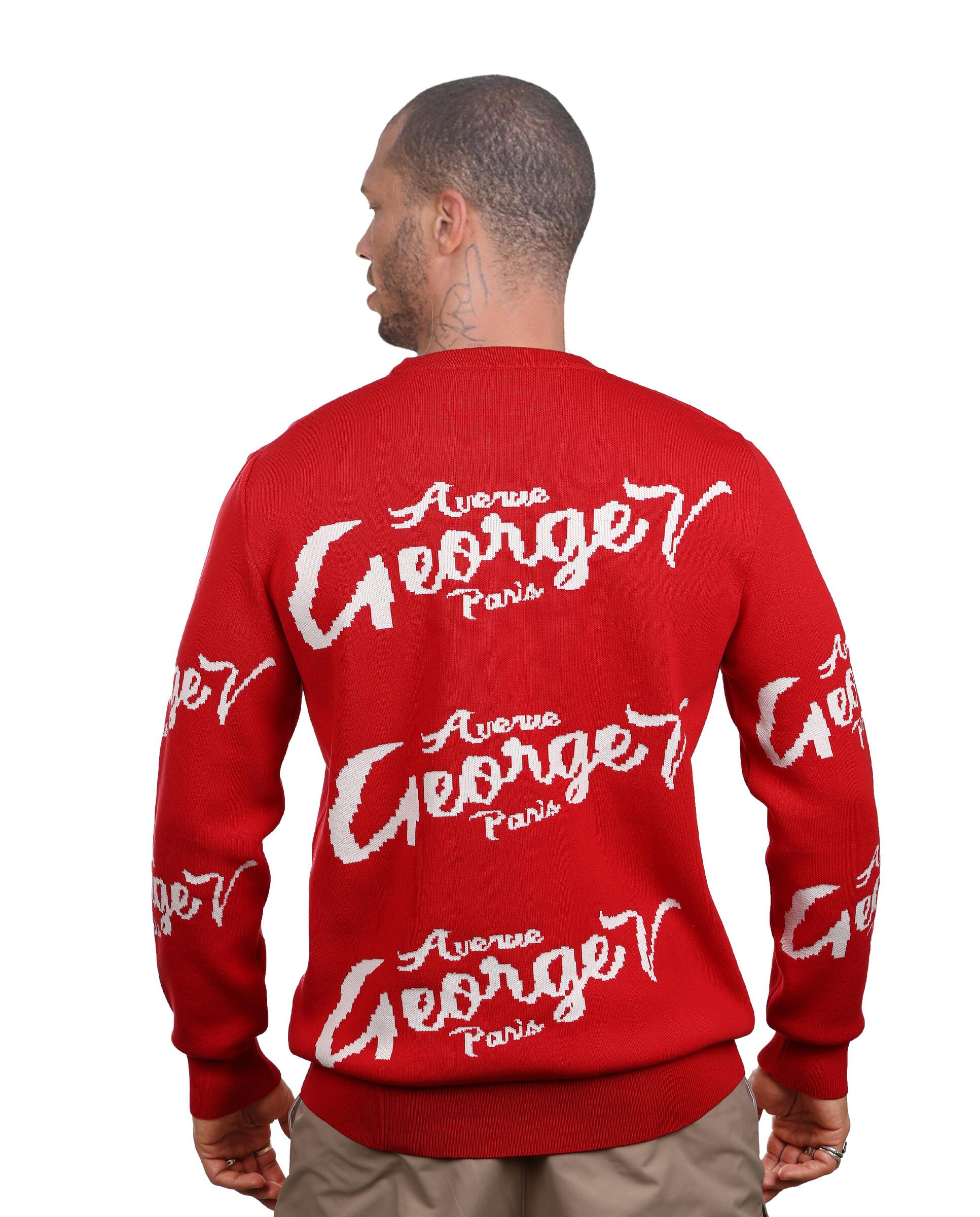 George V Sweater - Avenue Paris Allover - Red - GVT-105