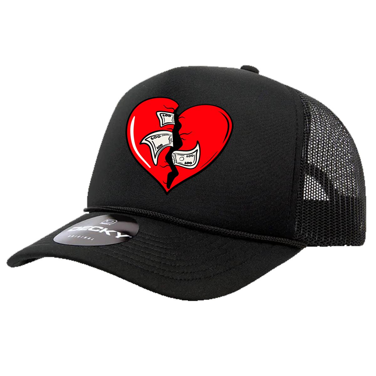 Pg Apparel Hat - Heart Trucker Hat - Black\Red - HB2002