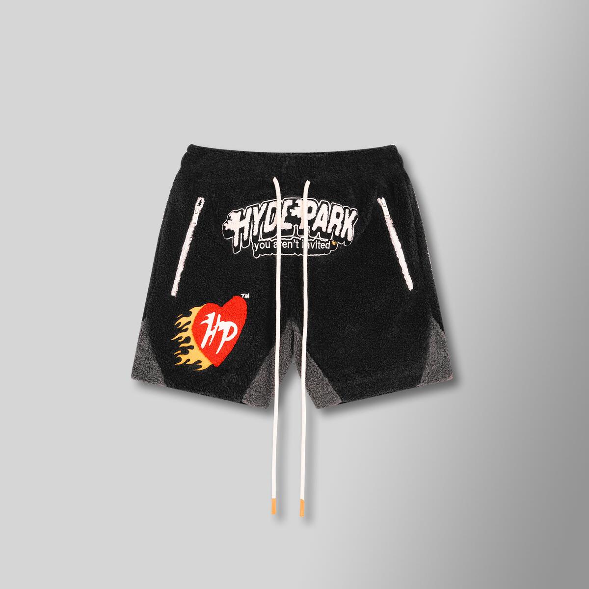 Hyde Park Shorts - Fireball Sherpa - Black