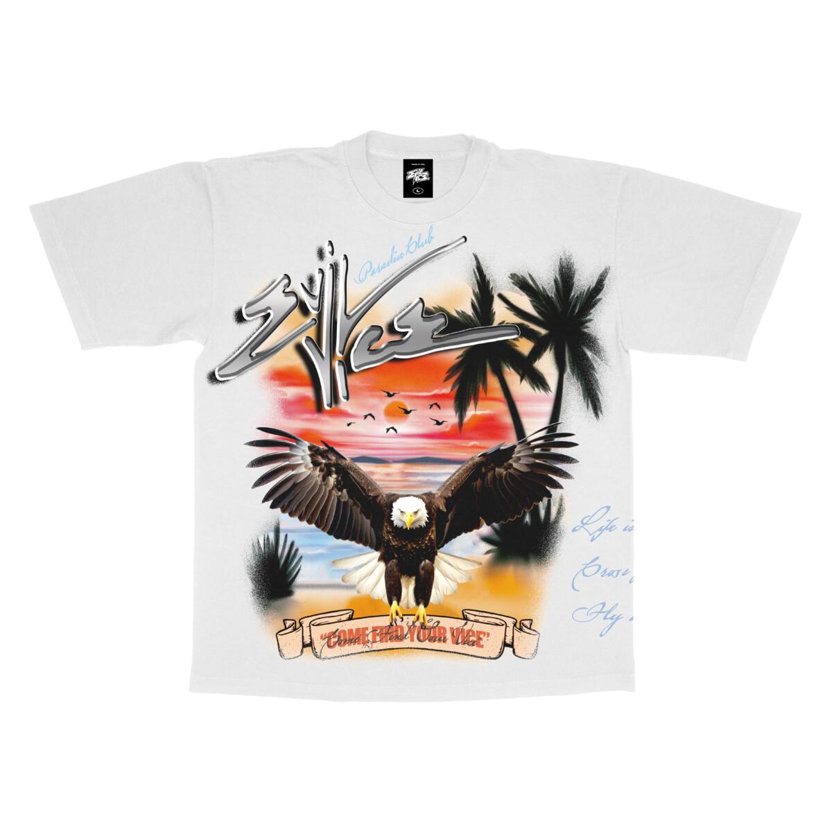 Evil Vice T-Shirt - Paradise Flight - White - S24-10