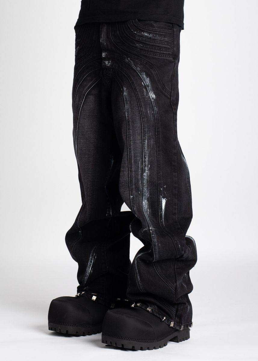 GUAPI Jeans - Iron Grey Piercing Denim- Black - 193AGSPD