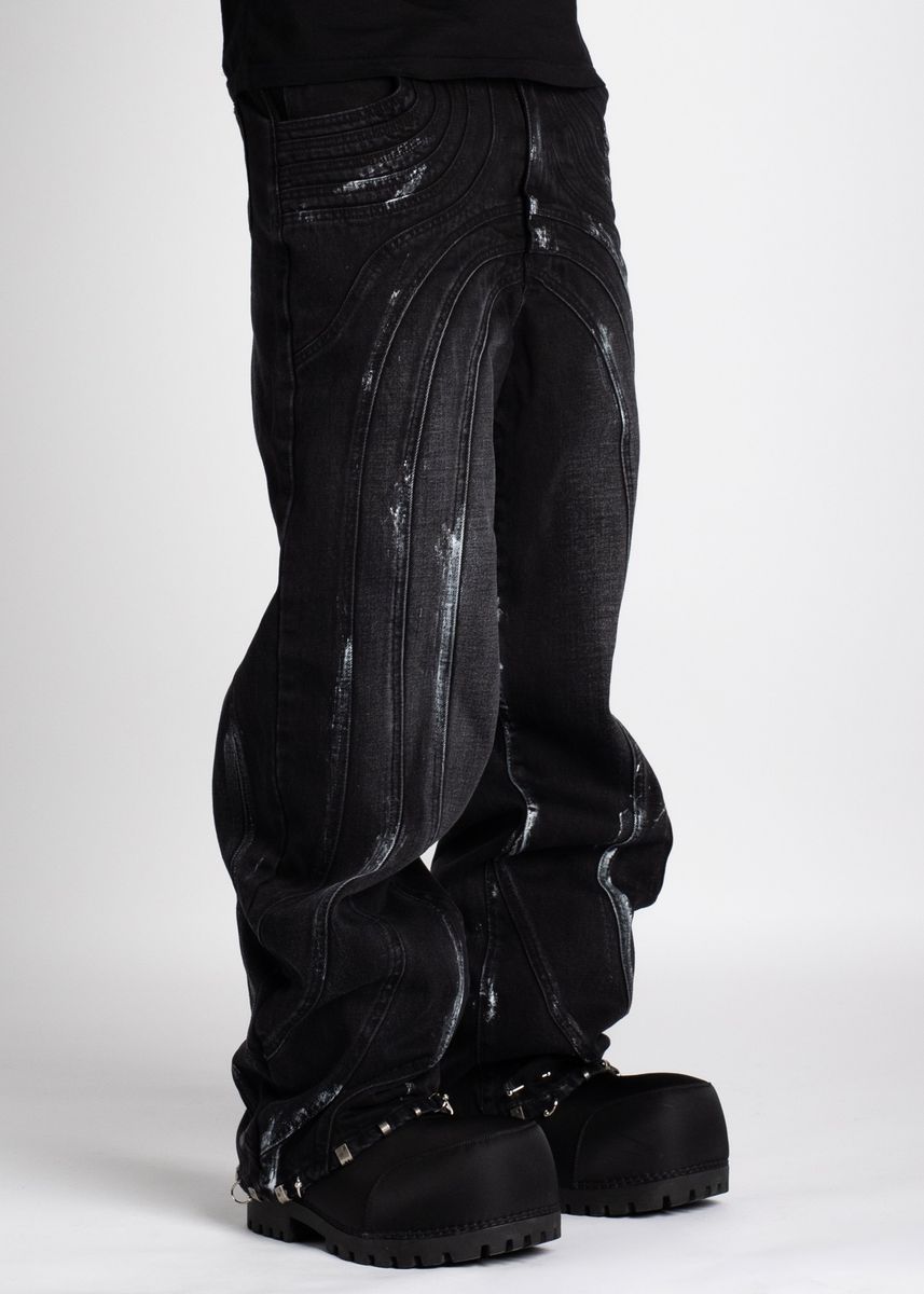 GUAPI Jeans - Iron Grey Piercing Denim- Black - 193AGSPD