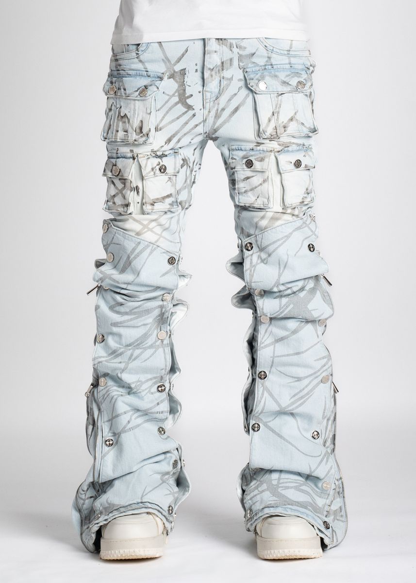 GUAPI Jeans - Aqua Blue Stacked Premium Denim V2- Light Blue - 187ABSPD