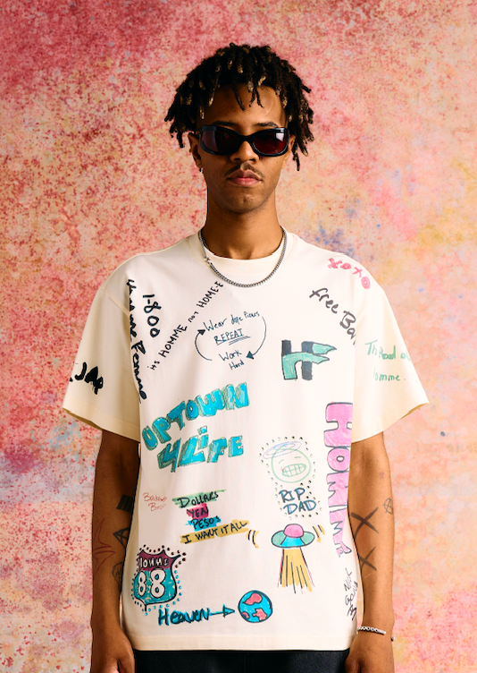 Homme+Femme T-Shirt - Rest Stop Tee - Cream - HFSS202529