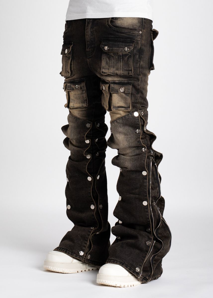 GUAPI Jeans - Ash Grey Stacked Premium Denim - Black - 190GPD