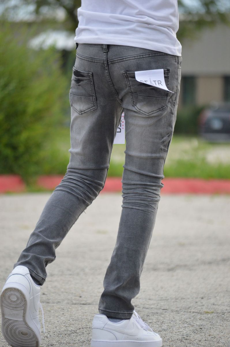 Disaster Juniors Jeans - Kids Ultra Stretch Denim - Grey Blk Rips - DZTR-K-002
