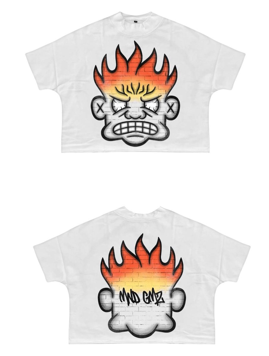 Mind Games T-Shirt - Fire - White And Orange