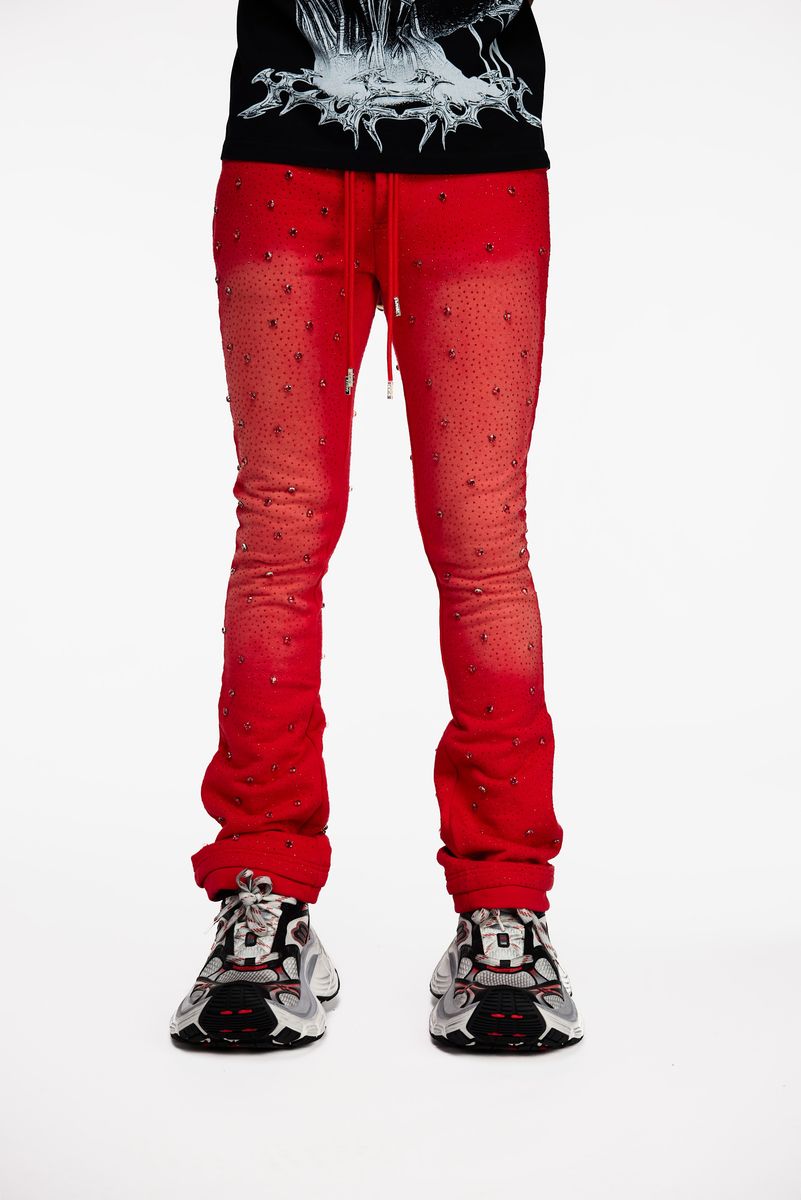 Guapi Sweatpants - Blood Red Embellished - Red