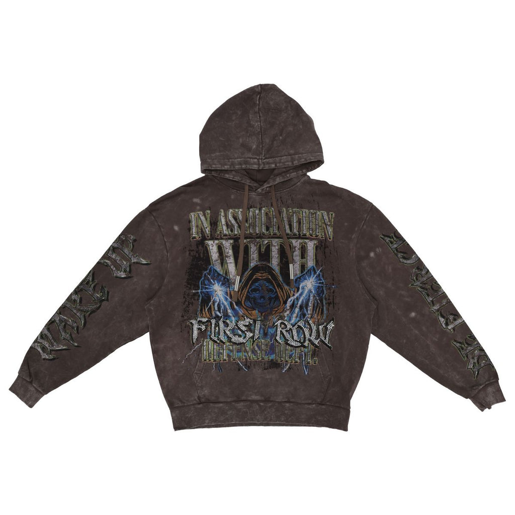 First Row Hoodie - Wake Up And Be Fierce Skull Spirit - Coffee Wash - FRF2480A