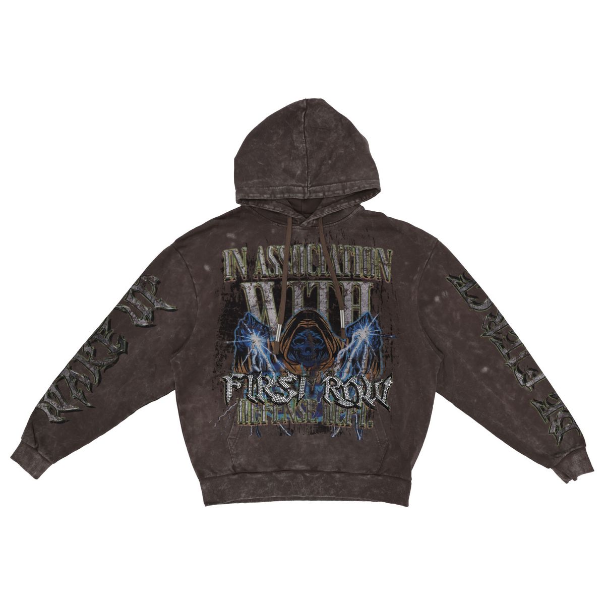 First Row Hoodie - Wake Up And Be Fierce Skull Spirit - Coffee Wash - FRF2480A