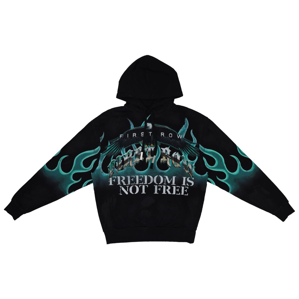 First Row Hoodie - Freedom Is Not Free Flame - Black - FRF2486A