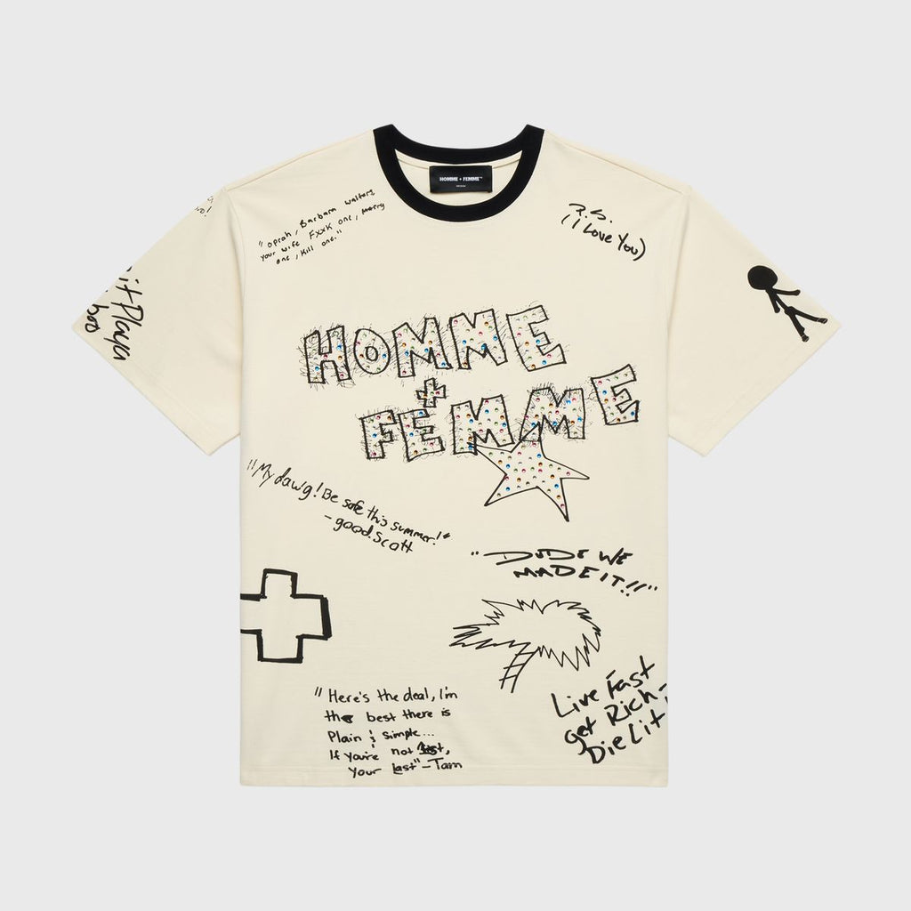 Homme+Femme T-Shirt - Yearbook Tee - White - HFFW202429