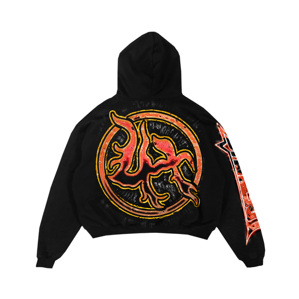 Lost Hills Hoodie - Smiling Burn - Black And Red - LH4007