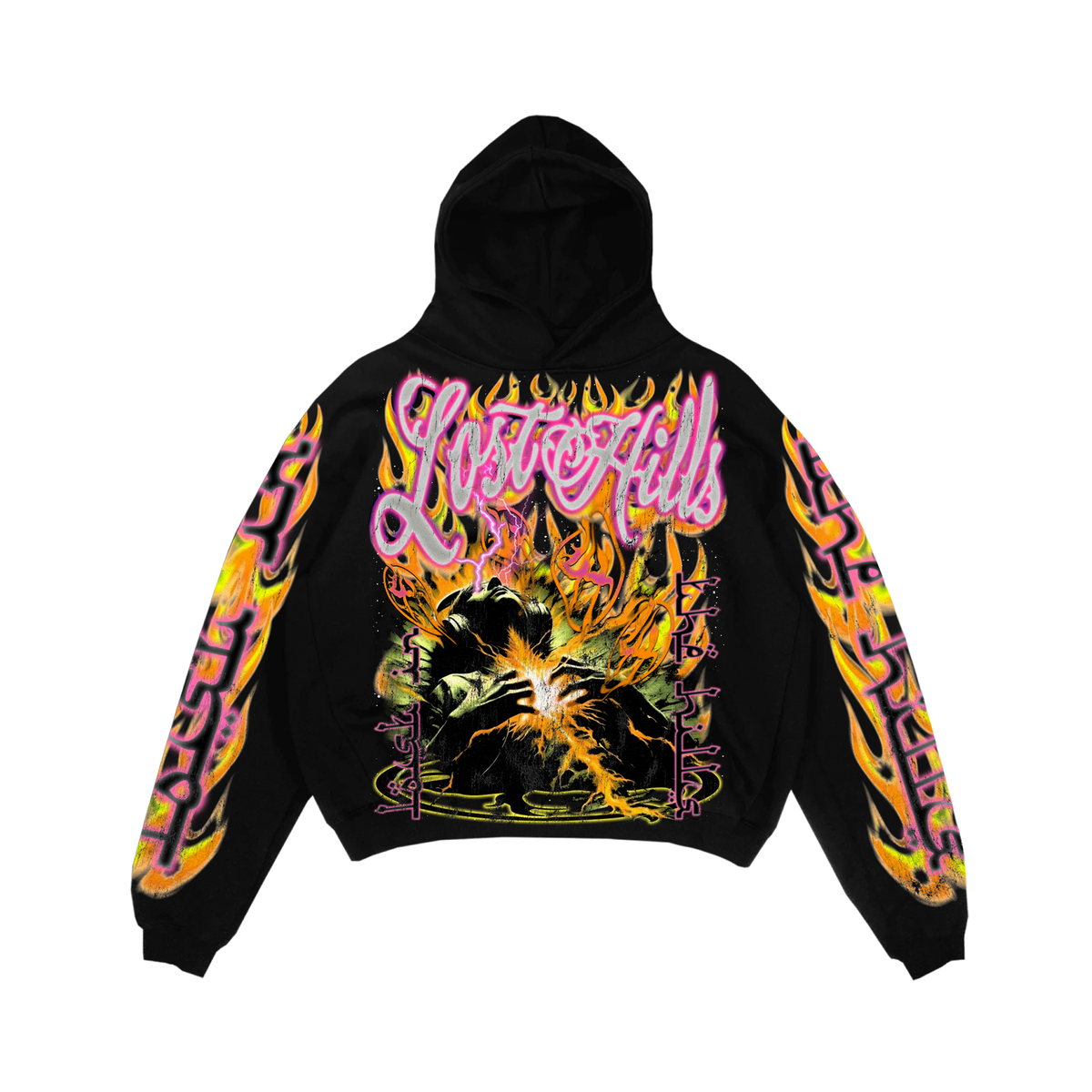 Lost Hills Hoodie - Soul Flames - Black And Yellow - LH4005