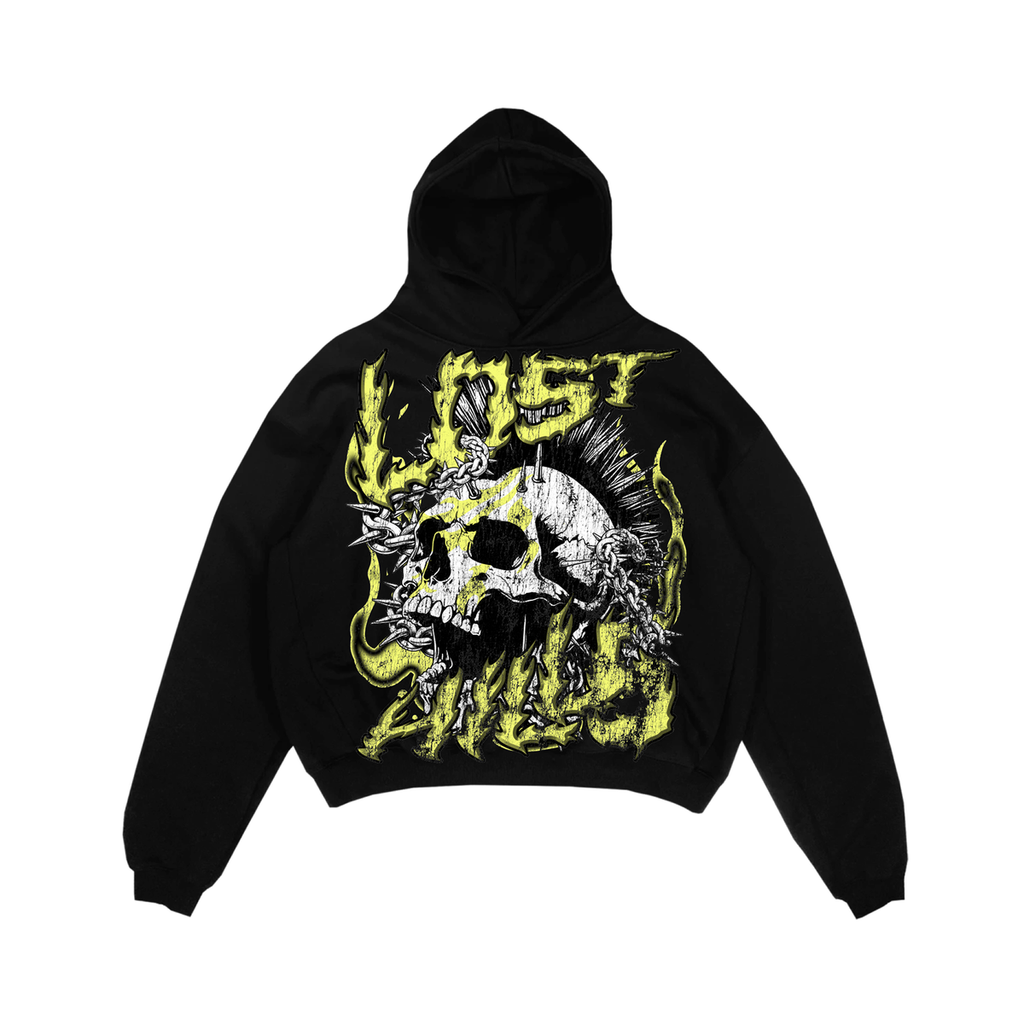 Lost Hills Hoodie - Skull Explosion - Black And Yellow - LH4004