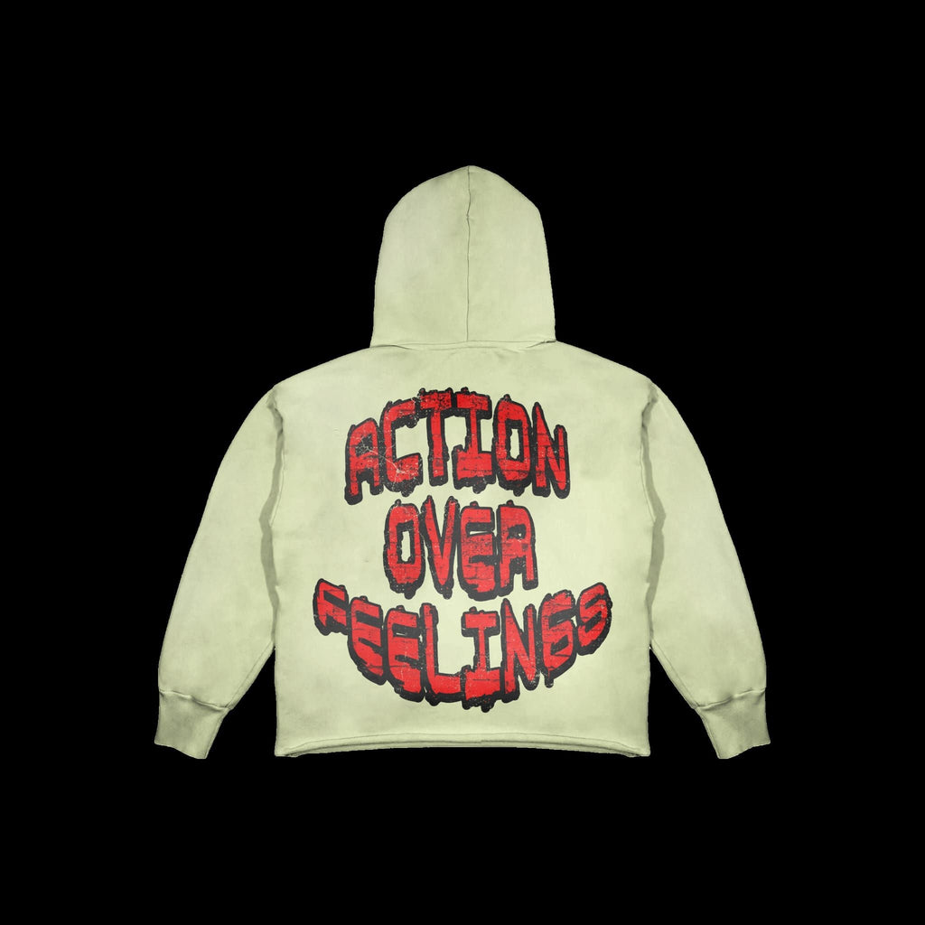 Motion Studios Hoodie - Action Over Feelings - Cream - Mo304