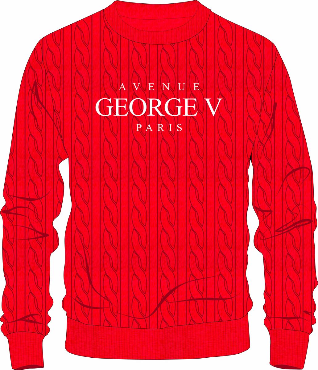 George V Sweater - Knit Logo - Red - GVT-116