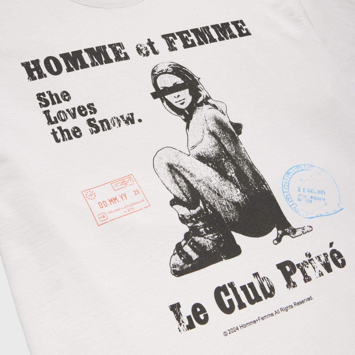 Homme+Femme T-Shirt - Snow Bunny Cropped Tee - White - HFFW2024127