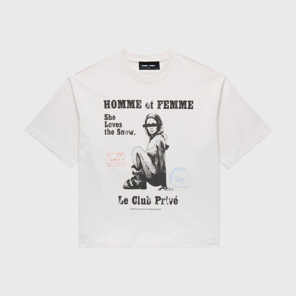 Homme+Femme T-Shirt - Snow Bunny Cropped Tee - White - HFFW2024127