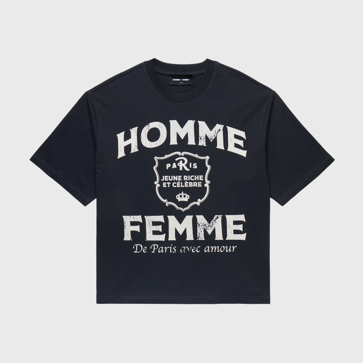 Homme+Femme T-Shirt - Amour Cropped Tee - Black - HFFW2024144
