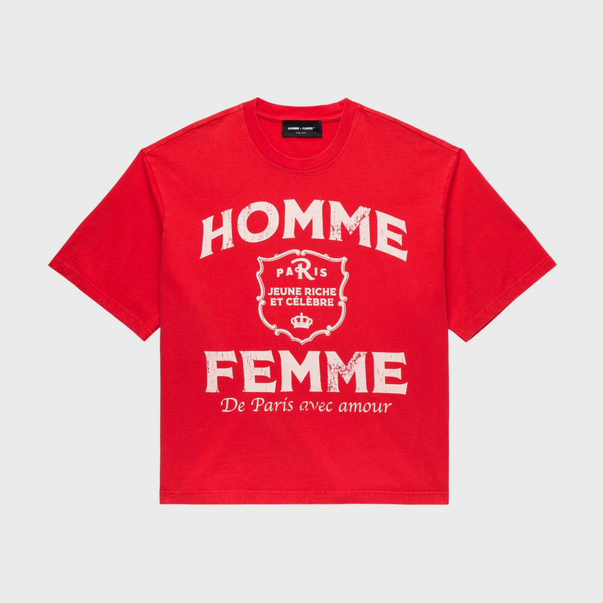 Homme+Femme T-Shirt - Amour Cropped Tee - Red - HFFW2024144