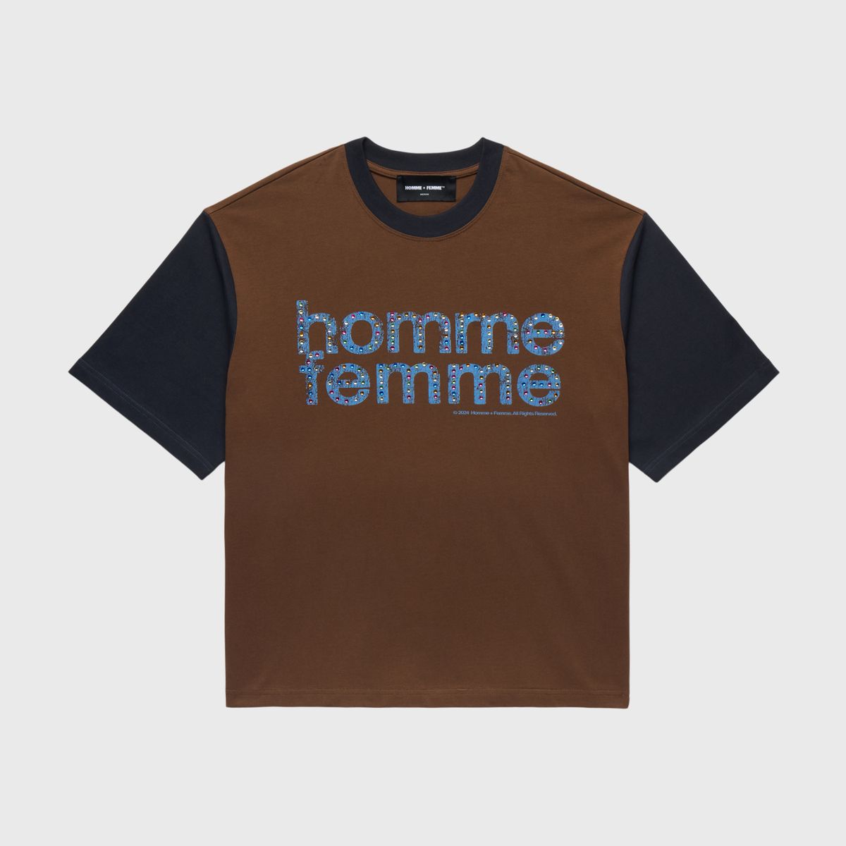 Homme+Femme T-Shirt - Mardi Gras Cropped Tee - Brown - HFFW2024124