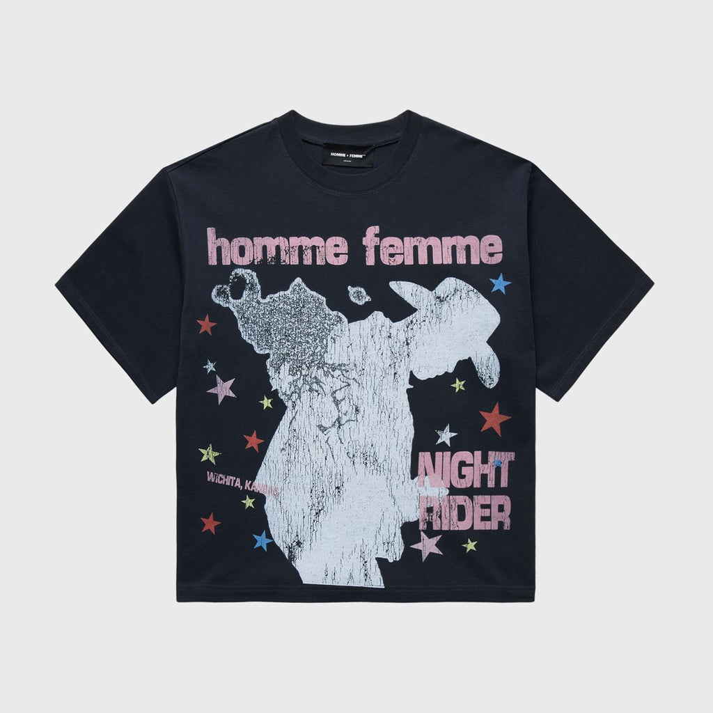 Homme+Femme T-Shirt - Night Rider Tee - Black - HFSS202570