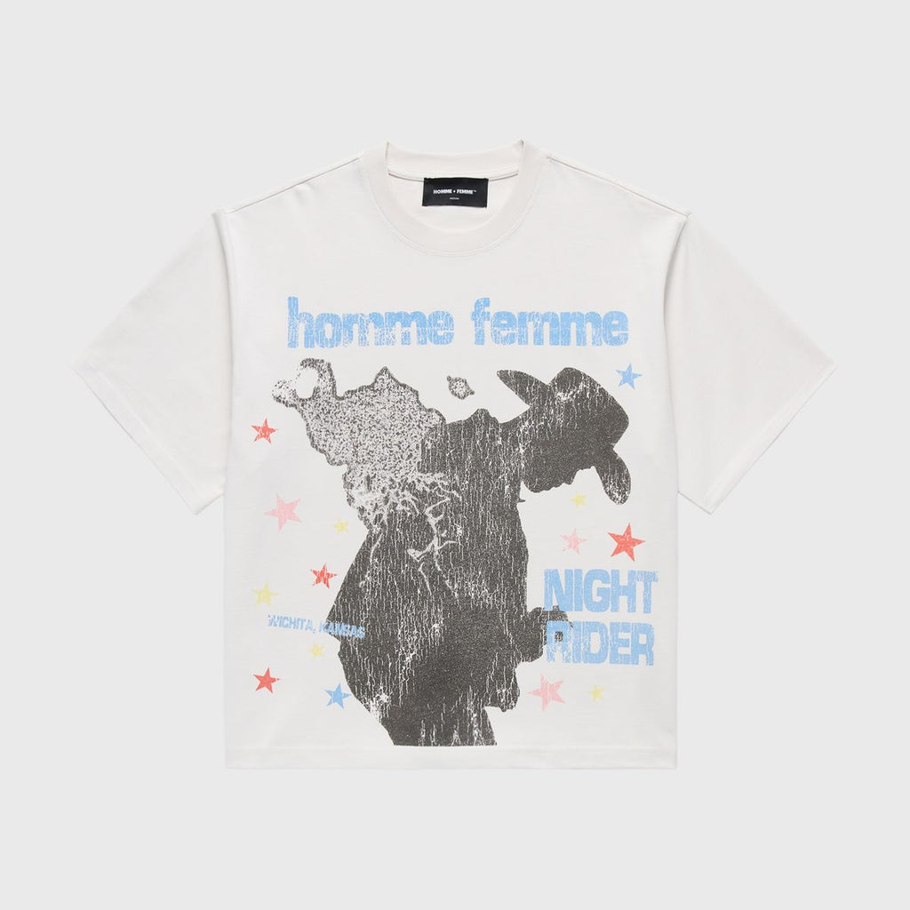 Homme+Femme T-Shirt - Night Rider Tee - White - HFSS202570