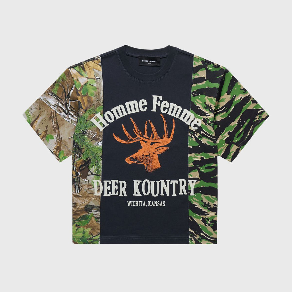 Homme+Femme T-Shirt - Deer Camo Split Tee - Black-Multi Camo - HFSS202561
