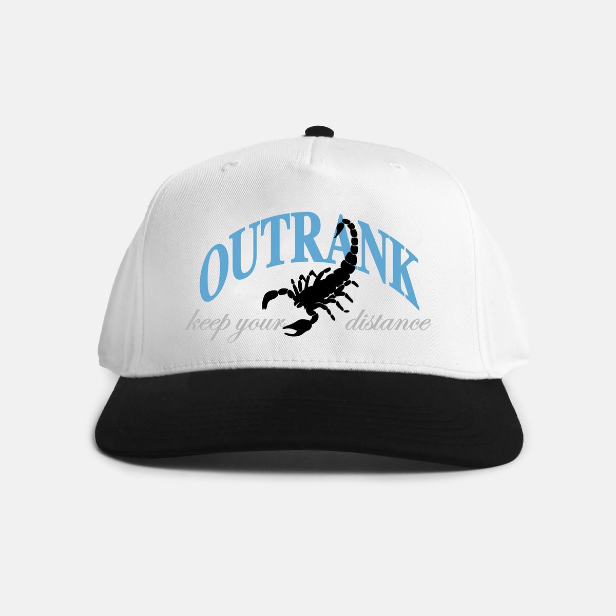 Outrank Hat - Keep your Distance Embroidered Snapback - White - OR3359WHT