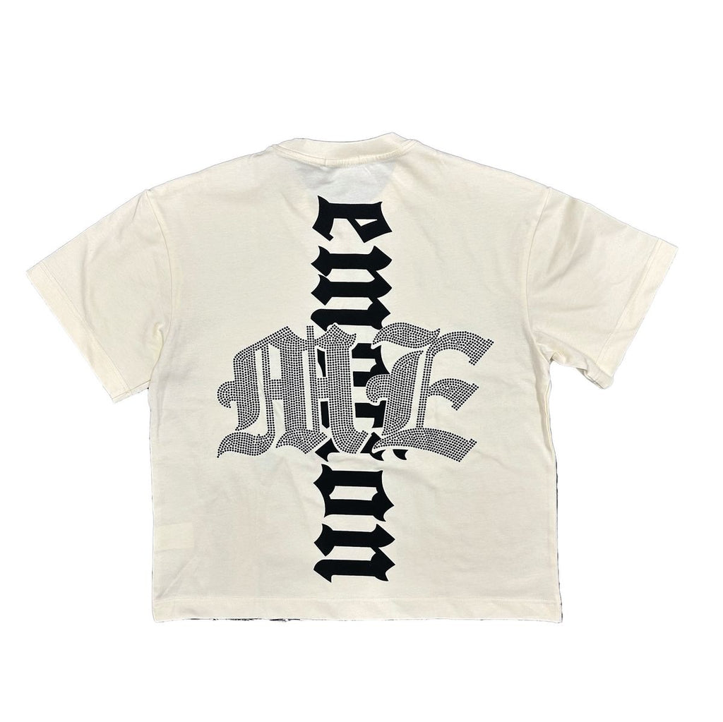 Mixed Emotion T-Shirt - Beach Rhinestone Tee - Cream