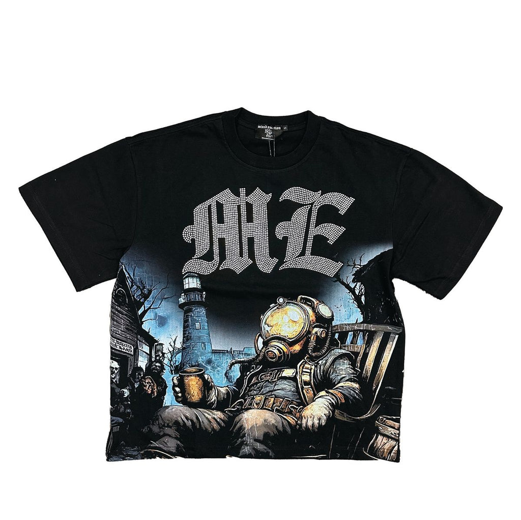 Mixed Emotion T-Shirt - Astronaut Rhinestone Tee - Black